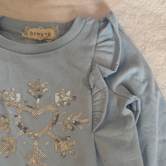 btween Light Blue Ruffle Sweatshirt with Glittery Snowflake - Picture 5 of 7